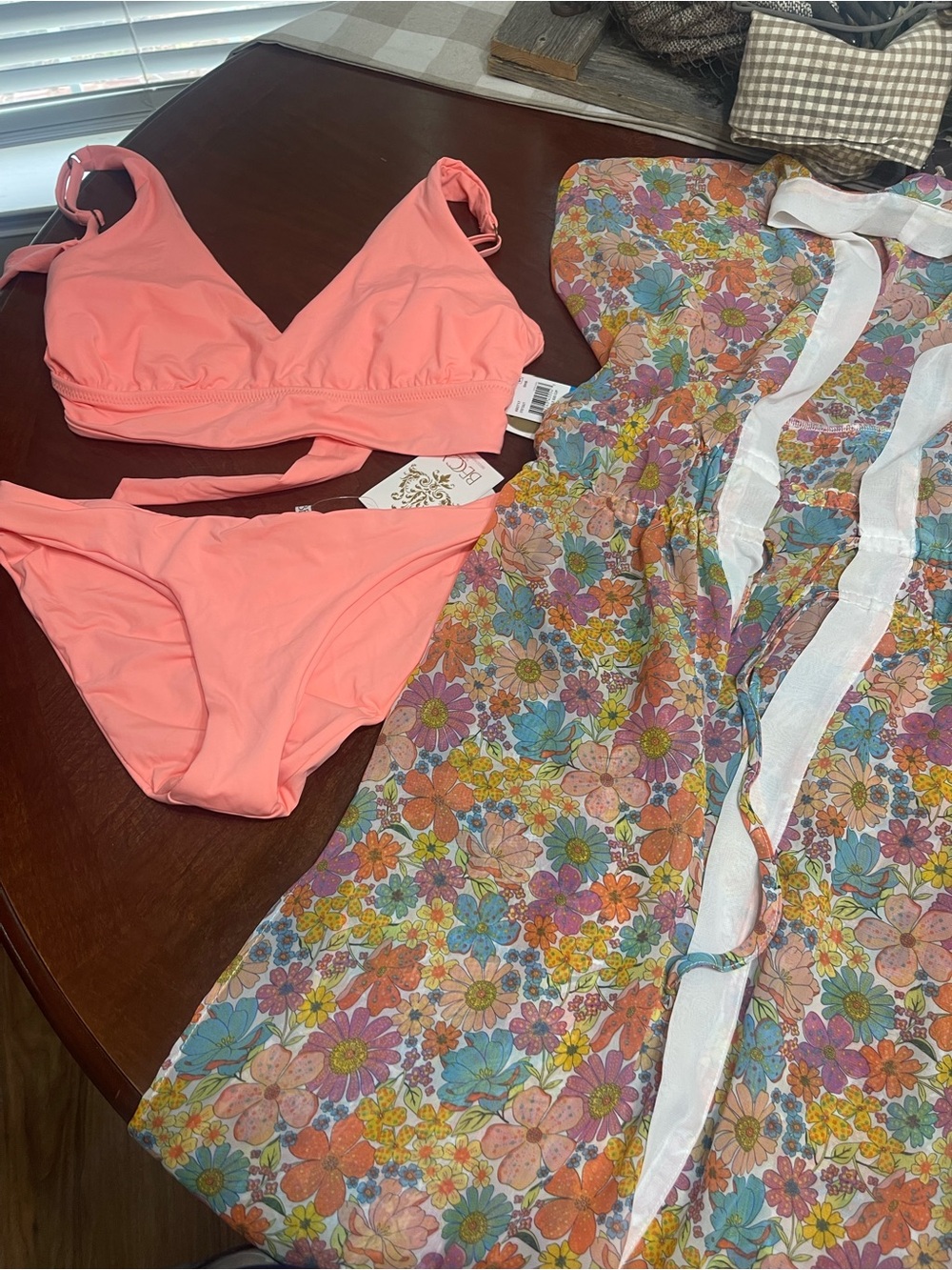 BECCA Brooke set bikini Banded  Bikini Top DDD top M bottom + coverup